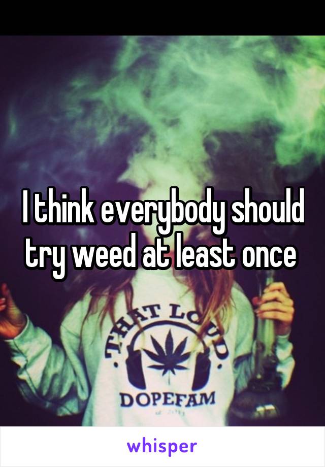 I think everybody should try weed at least once 