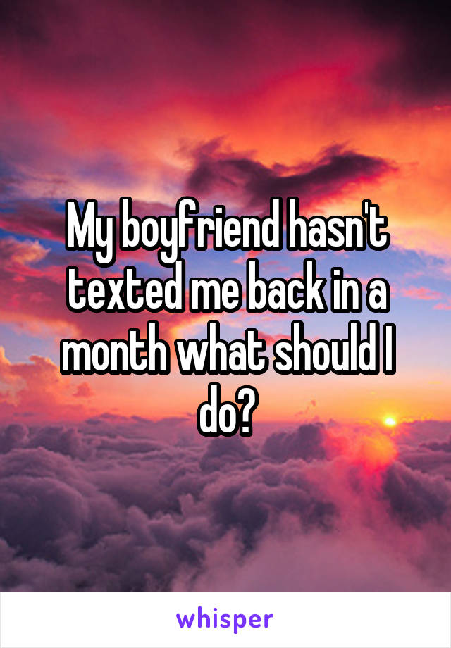 My boyfriend hasn't texted me back in a month what should I do?