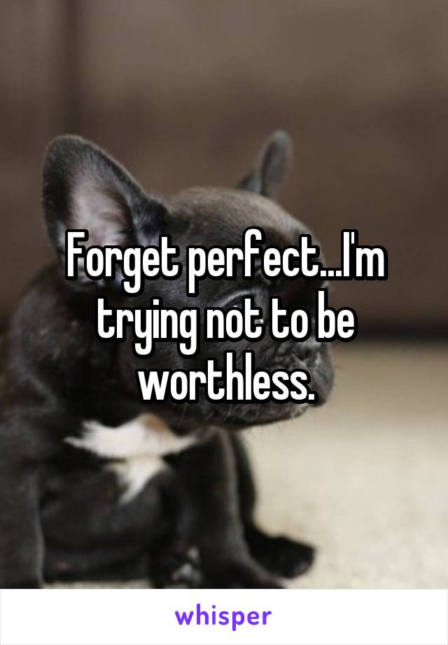 Forget perfect...I'm trying not to be worthless.