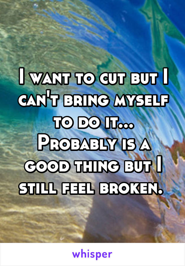 I want to cut but I can't bring myself to do it... Probably is a good thing but I still feel broken. 