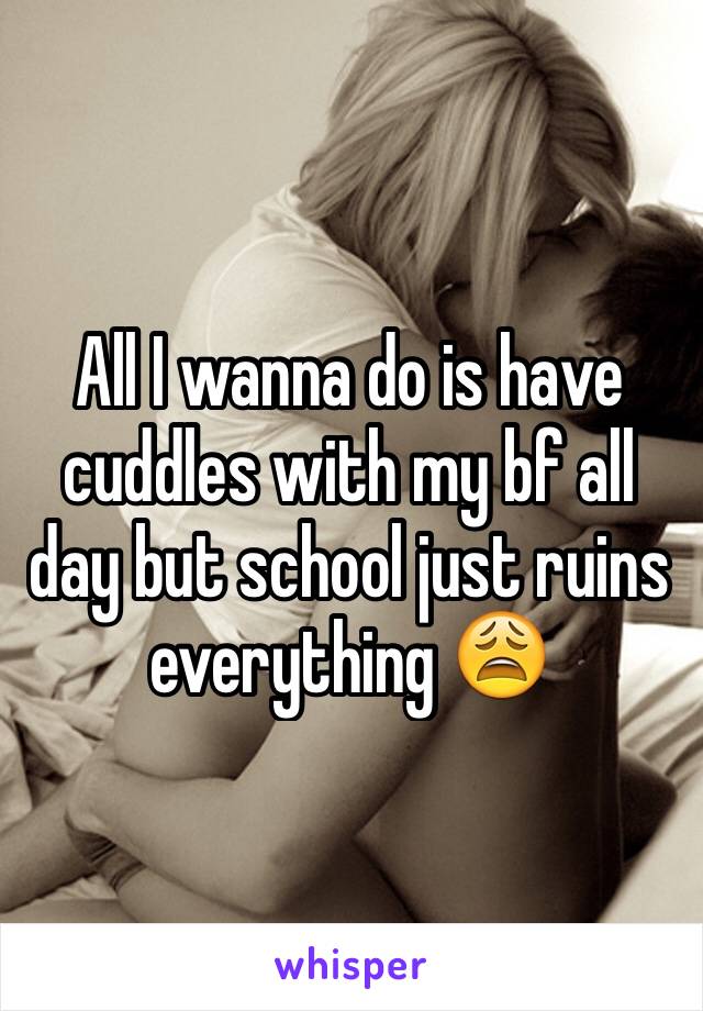 All I wanna do is have cuddles with my bf all day but school just ruins everything 😩