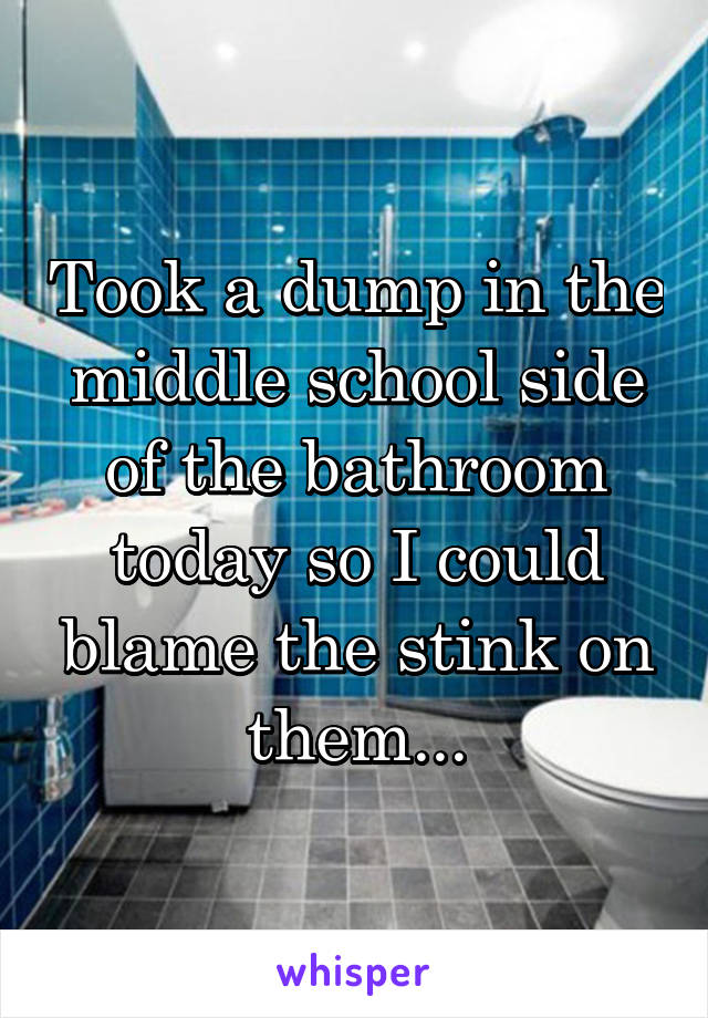 Took a dump in the middle school side of the bathroom today so I could blame the stink on them...