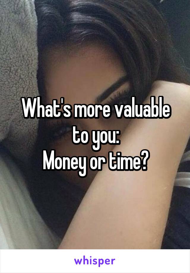 What's more valuable to you:
Money or time?