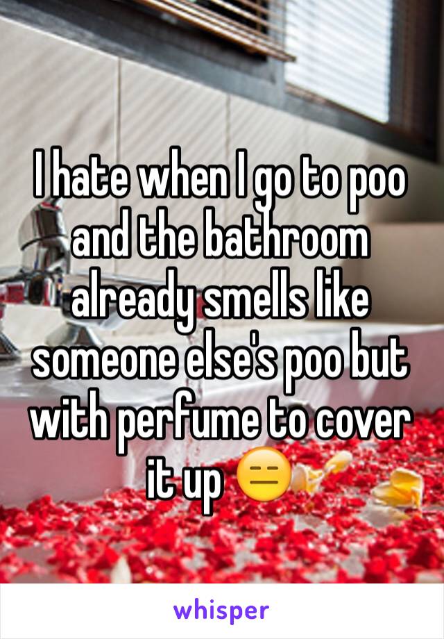 I hate when I go to poo and the bathroom already smells like someone else's poo but with perfume to cover it up 😑