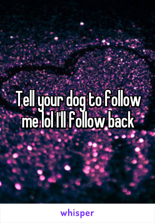 Tell your dog to follow me lol I'll follow back