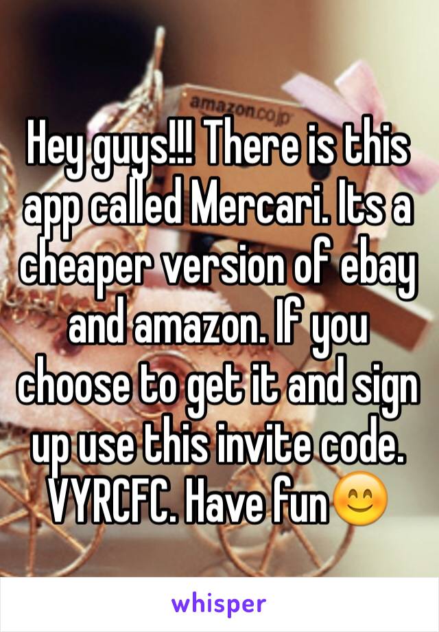 Hey guys!!! There is this app called Mercari. Its a cheaper version of ebay and amazon. If you choose to get it and sign up use this invite code. VYRCFC. Have fun😊