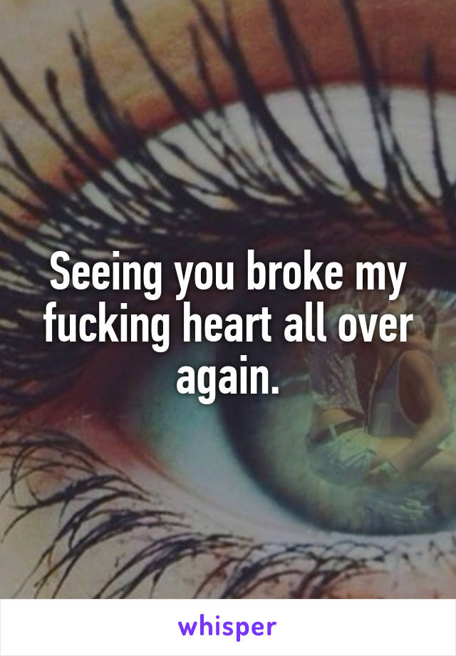 Seeing you broke my fucking heart all over again.