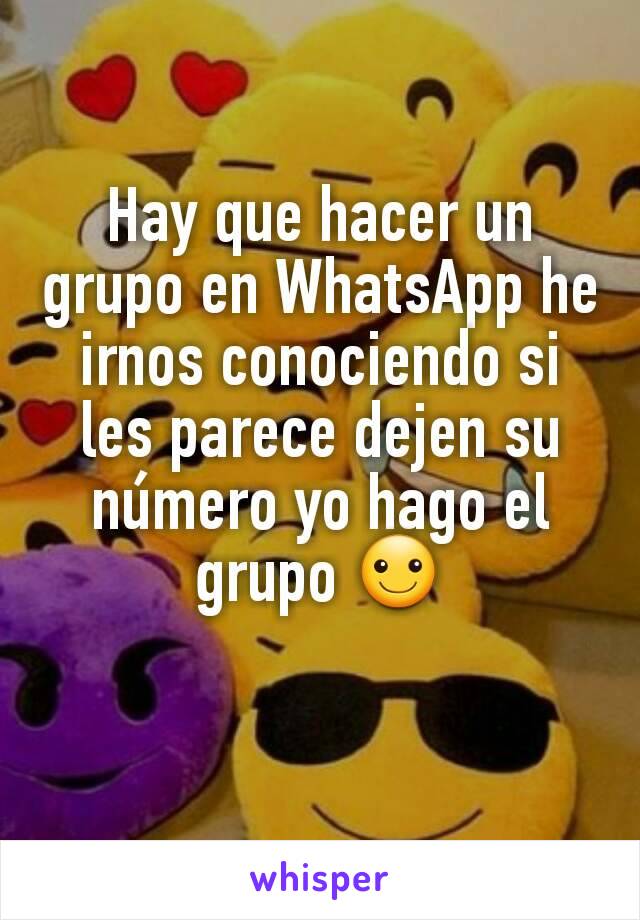 Hay que hacer un grupo en WhatsApp he irnos conociendo si les parece dejen su número yo hago el grupo ☺