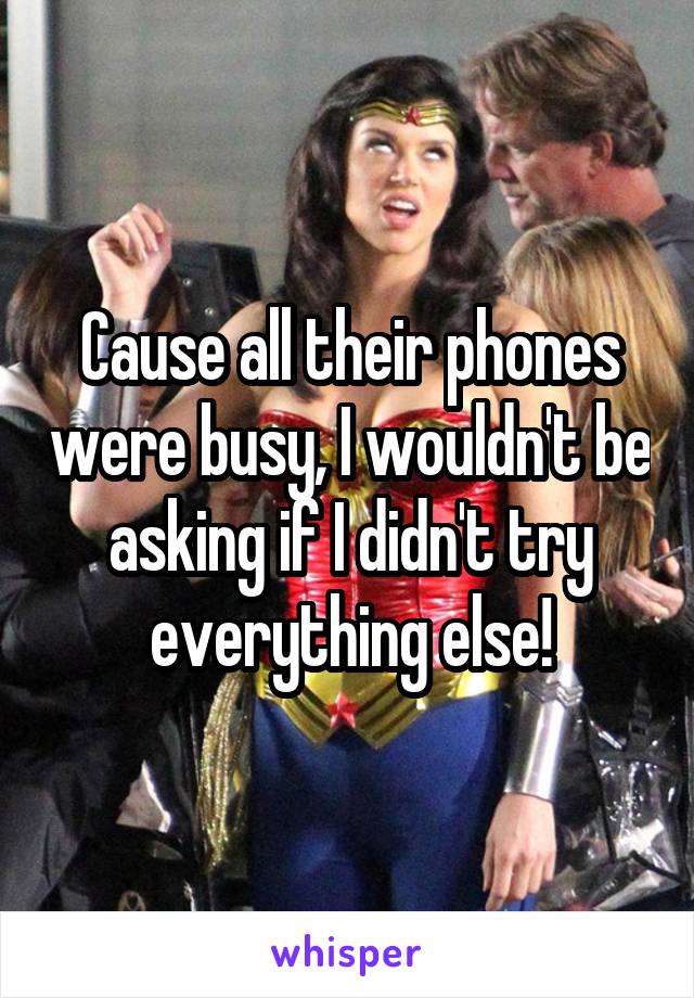 Cause all their phones were busy, I wouldn't be asking if I didn't try everything else!