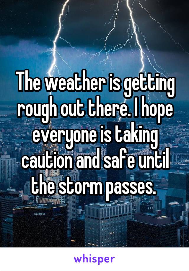 The weather is getting rough out there. I hope everyone is taking caution and safe until the storm passes. 