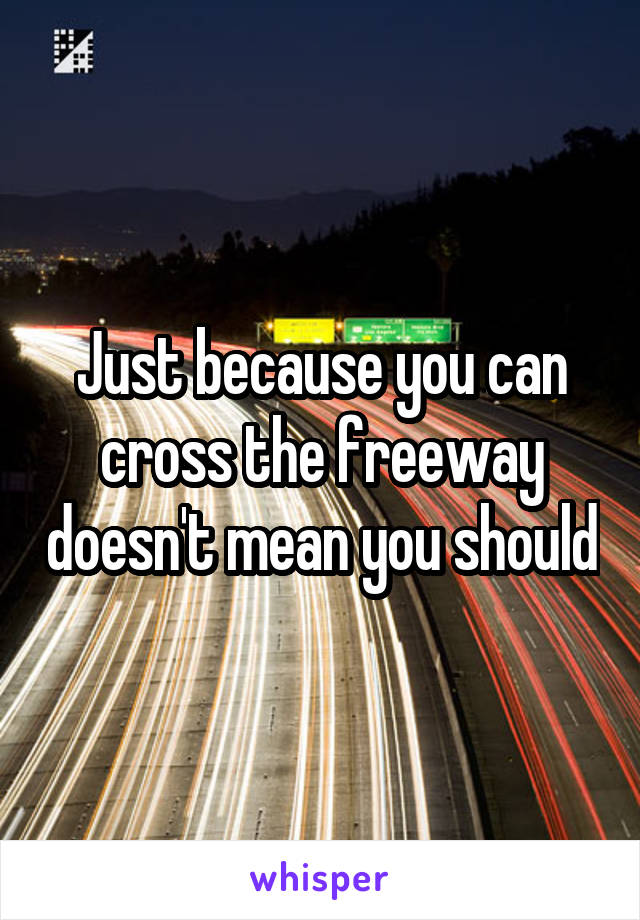 Just because you can cross the freeway doesn't mean you should