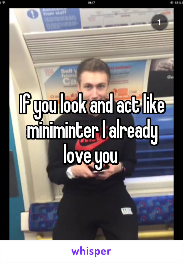 If you look and act like miniminter I already love you 