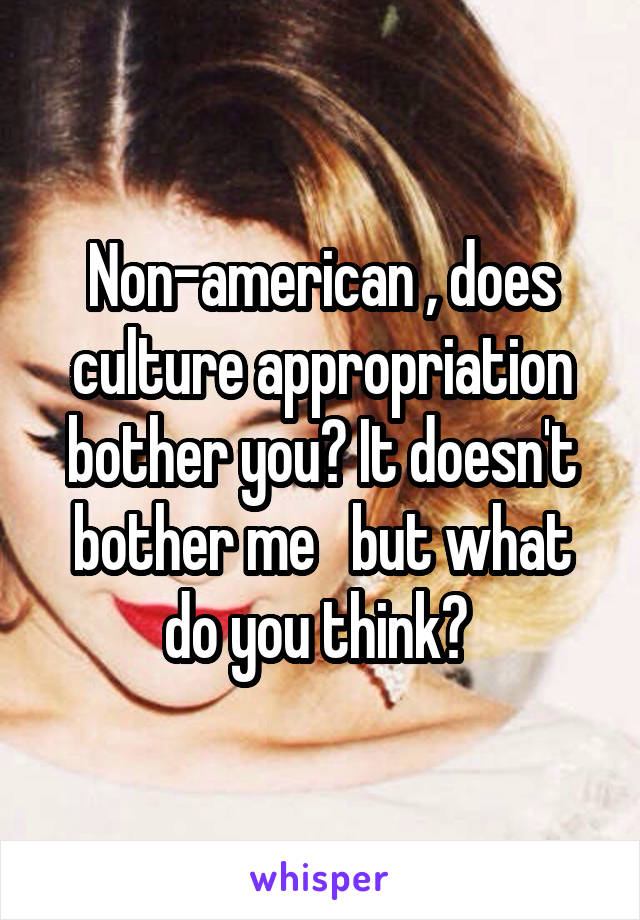 Non-american , does culture appropriation bother you? It doesn't bother me   but what do you think? 