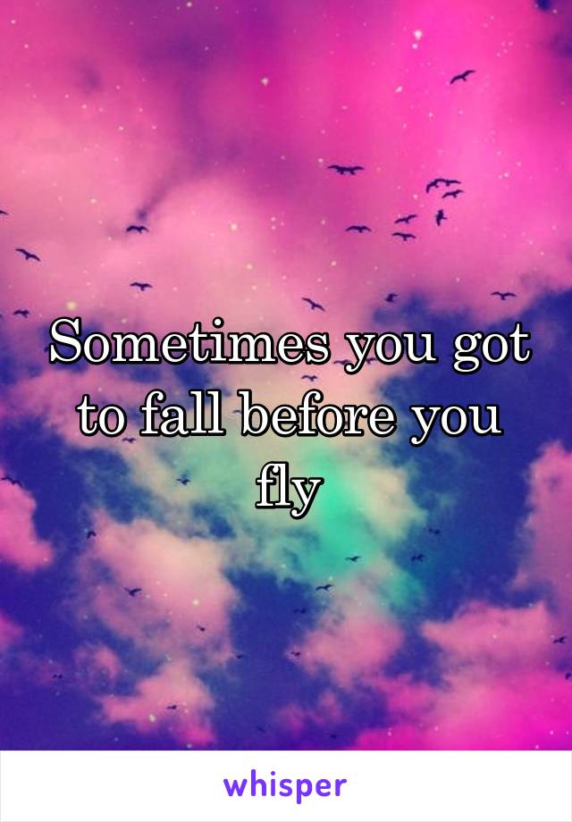 Sometimes you got to fall before you fly