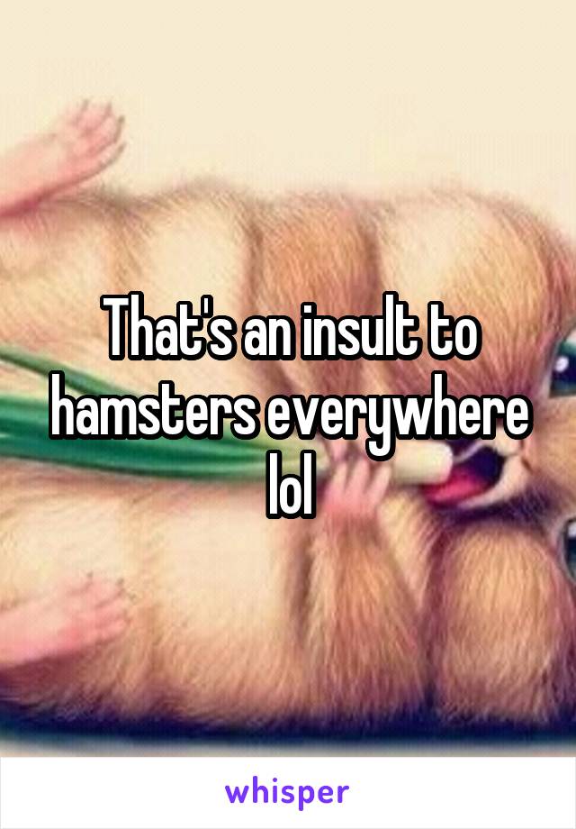 That's an insult to hamsters everywhere lol