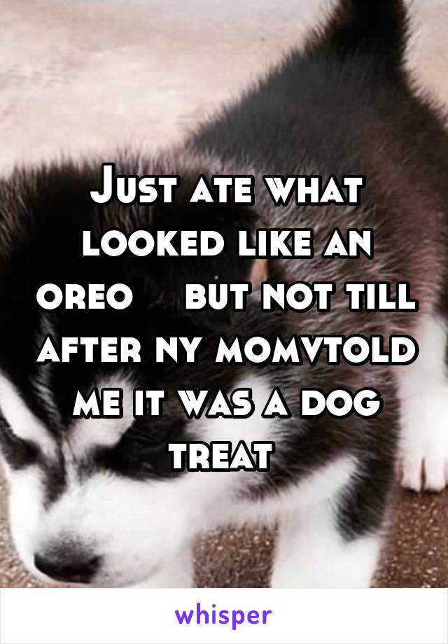 Just ate what looked like an oreo    but not till after ny momvtold me it was a dog treat 