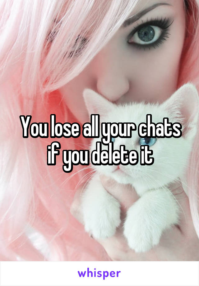 You lose all your chats if you delete it