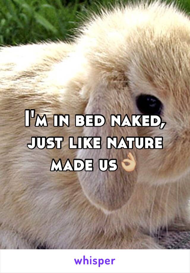 I'm in bed naked, just like nature made us👌🏼