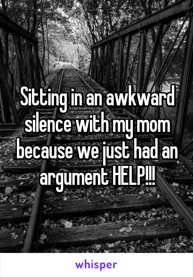 Sitting in an awkward silence with my mom because we just had an argument HELP!!!