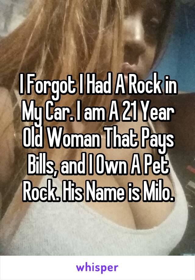 I Forgot I Had A Rock in My Car. I am A 21 Year Old Woman That Pays Bills, and I Own A Pet Rock. His Name is Milo.