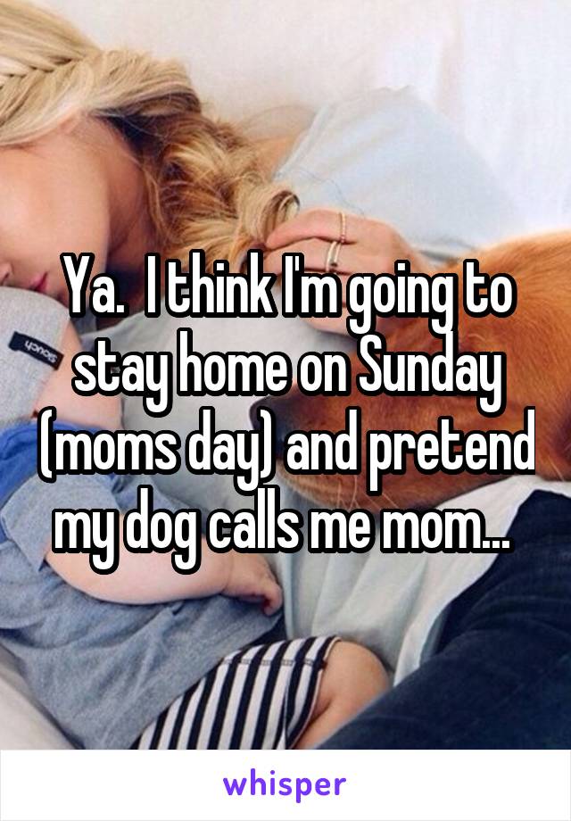 Ya.  I think I'm going to stay home on Sunday (moms day) and pretend my dog calls me mom... 