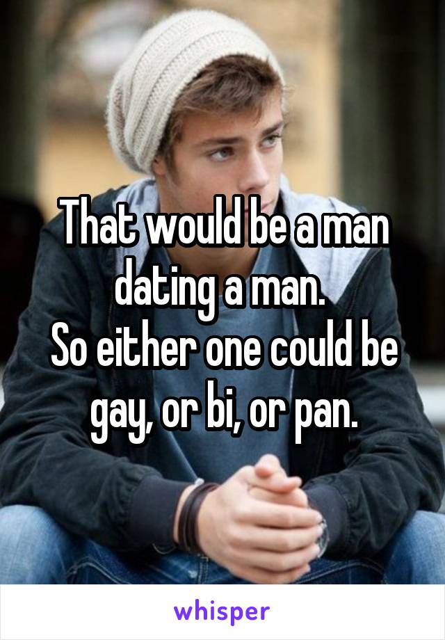 That would be a man dating a man. 
So either one could be gay, or bi, or pan.