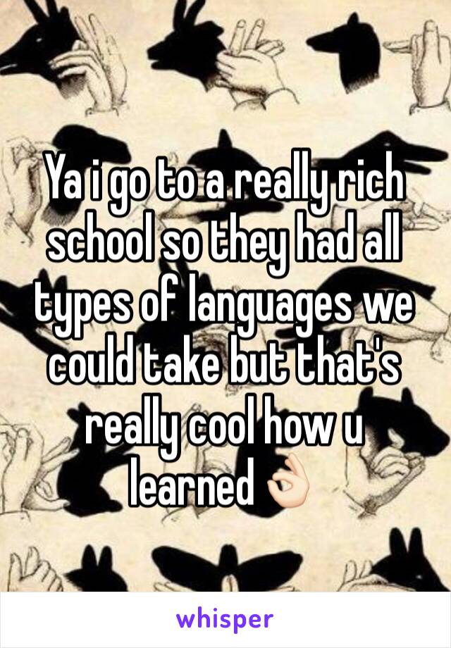 Ya i go to a really rich school so they had all types of languages we could take but that's really cool how u learned👌🏻