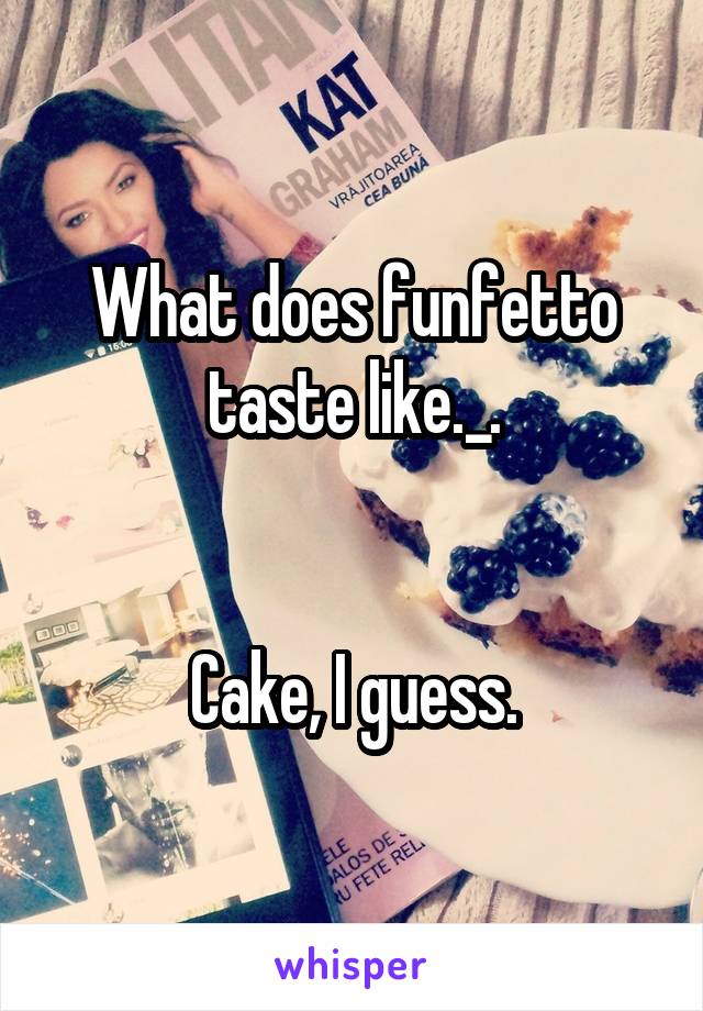 What does funfetto taste like._.


Cake, I guess.