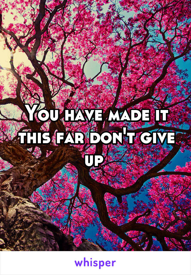 You have made it this far don't give up 