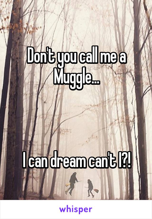 Don't you call me a Muggle...



I can dream can't I?!