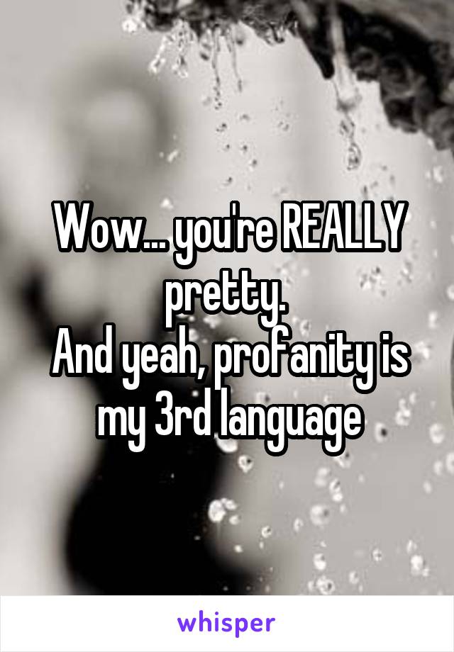 Wow... you're REALLY pretty. 
And yeah, profanity is my 3rd language