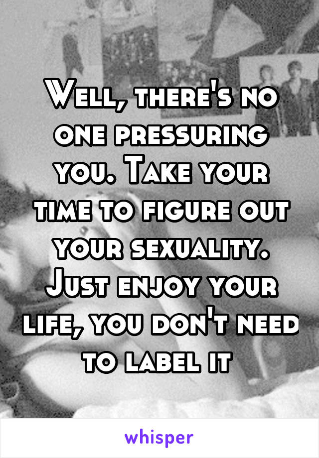 Well, there's no one pressuring you. Take your time to figure out your sexuality. Just enjoy your life, you don't need to label it 