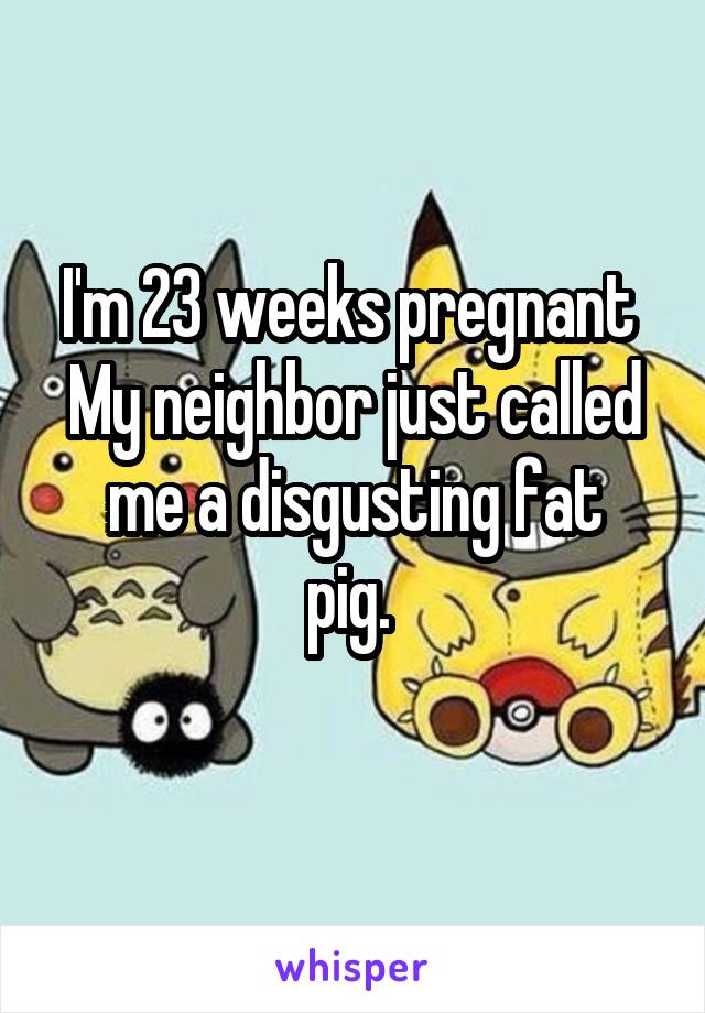 I'm 23 weeks pregnant 
My neighbor just called
me a disgusting fat pig. 
