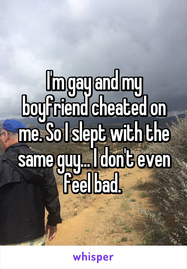 I'm gay and my boyfriend cheated on me. So I slept with the same guy... I don't even feel bad. 