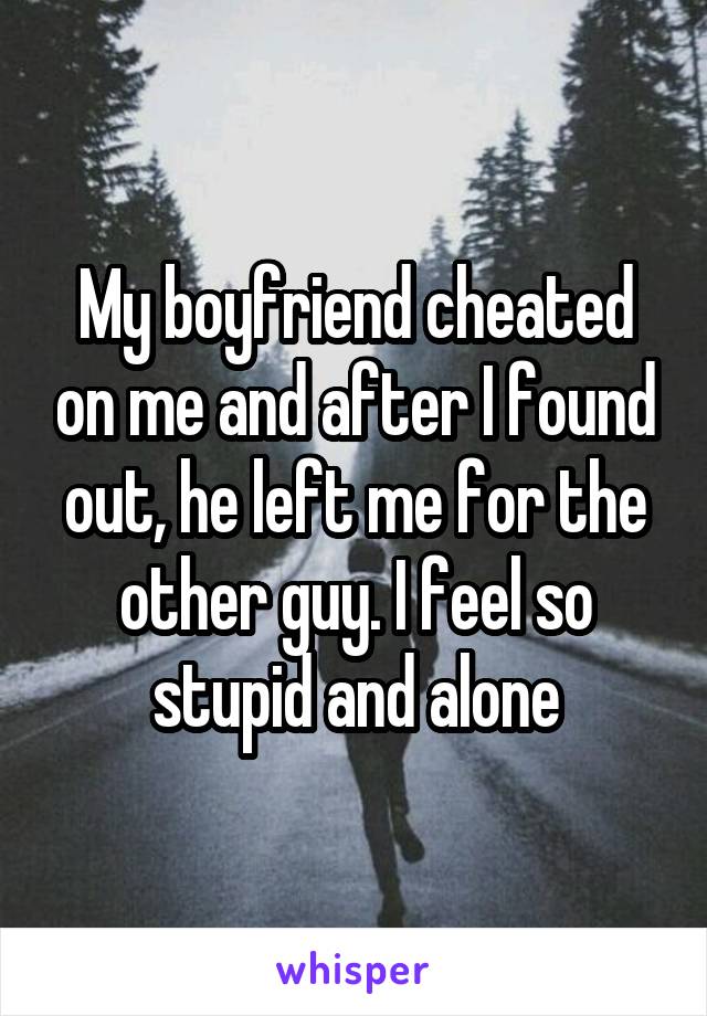 My boyfriend cheated on me and after I found out, he left me for the other guy. I feel so stupid and alone