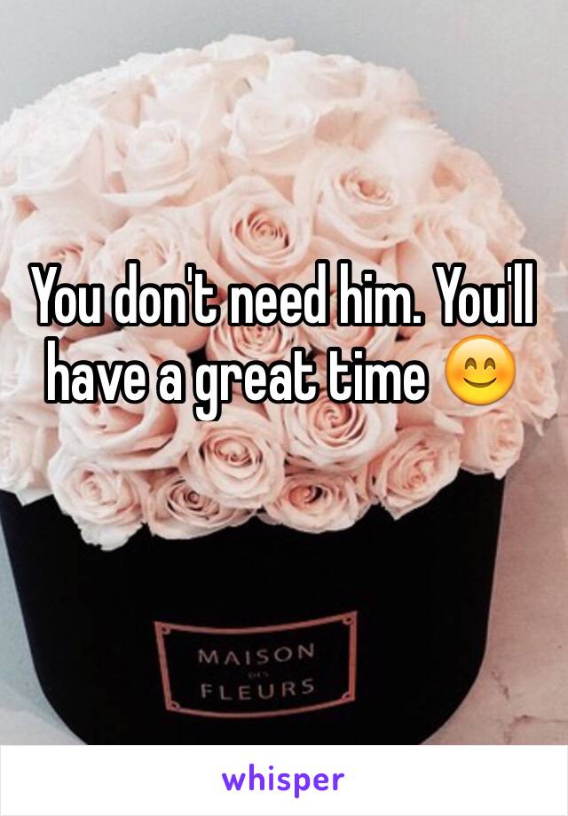 You don't need him. You'll have a great time 😊