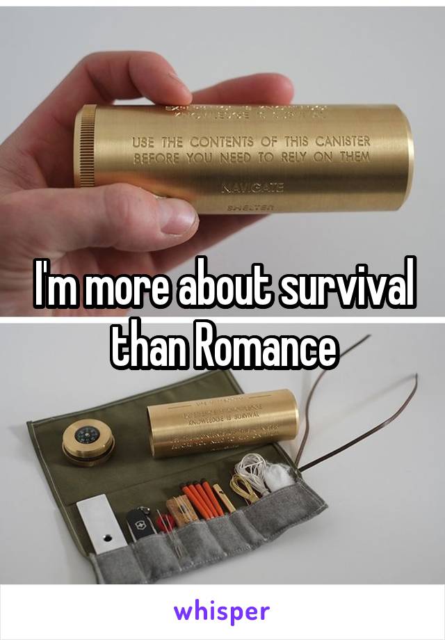 I'm more about survival than Romance