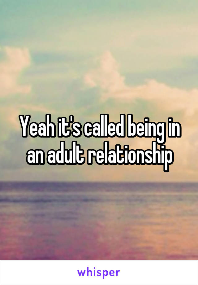 Yeah it's called being in an adult relationship