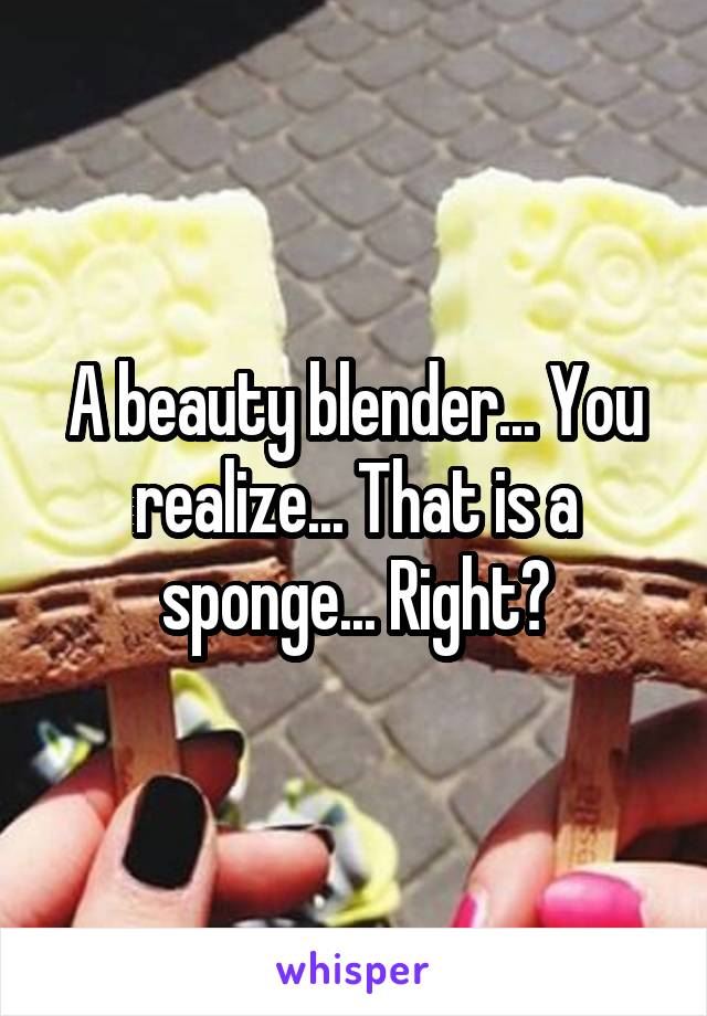 A beauty blender... You realize... That is a sponge... Right?