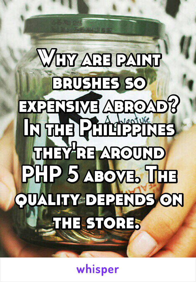 Why are paint brushes so expensive abroad? In the Philippines they're around PHP 5 above. The quality depends on the store. 