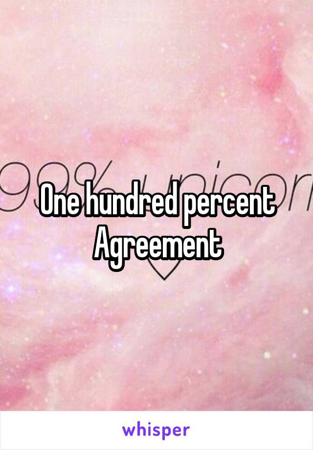 One hundred percent Agreement