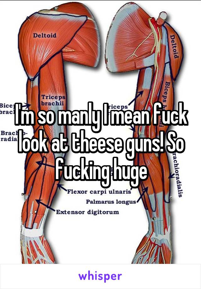 I'm so manly I mean fuck look at theese guns! So fucking huge