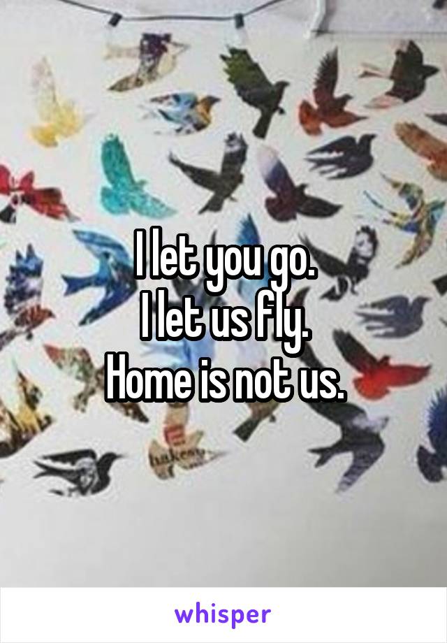 I let you go.
I let us fly.
Home is not us.