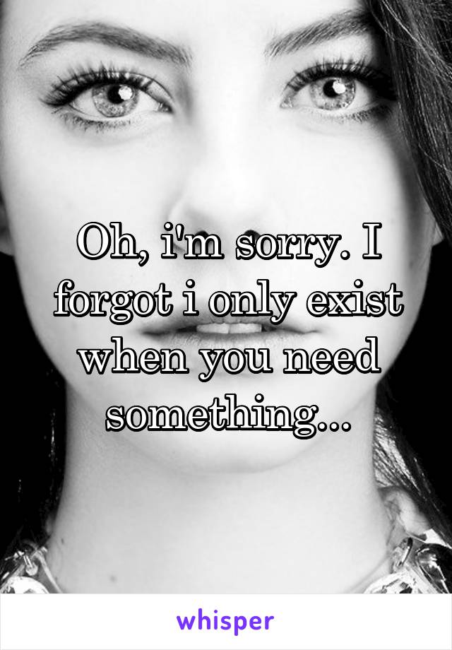 Oh, i'm sorry. I forgot i only exist when you need something...