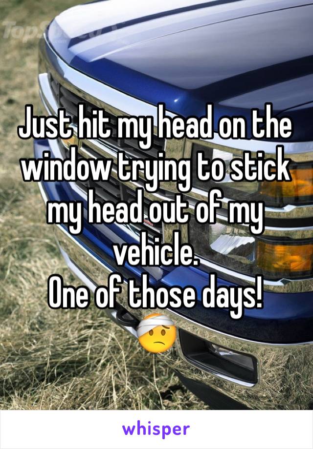 Just hit my head on the window trying to stick my head out of my vehicle.
One of those days!
🤕