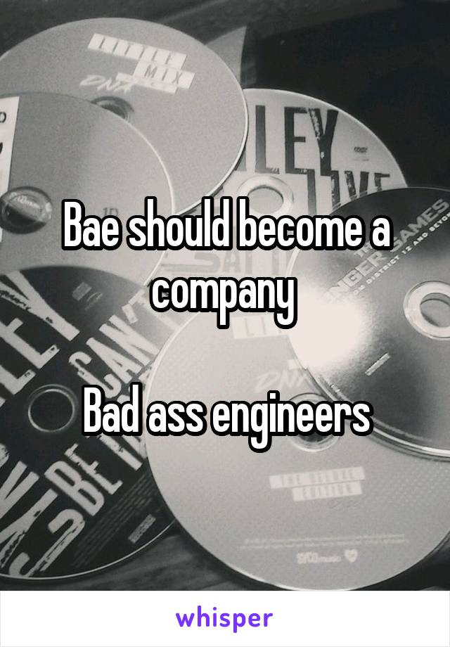 Bae should become a company 

Bad ass engineers