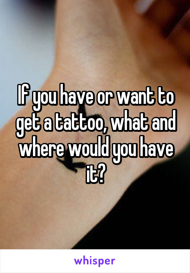 If you have or want to get a tattoo, what and where would you have it?