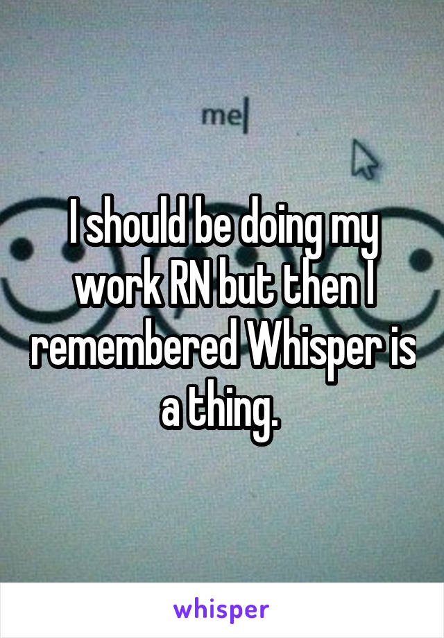 I should be doing my work RN but then I remembered Whisper is a thing. 