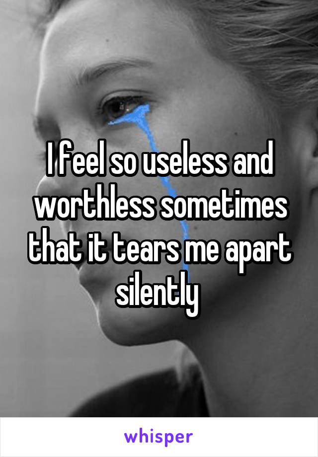 I feel so useless and worthless sometimes that it tears me apart silently 