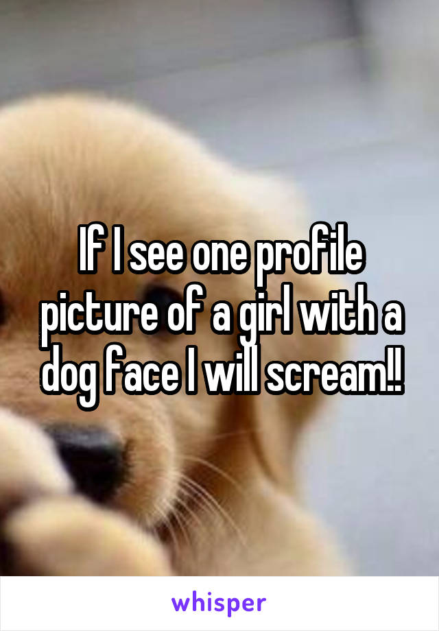 If I see one profile picture of a girl with a dog face I will scream!!